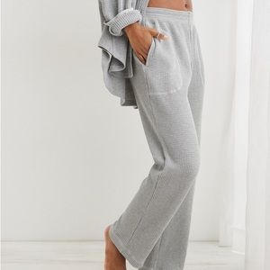 Aerie Grey Waffle Pants. No string, very comfy, wide-leg. Sold out online.